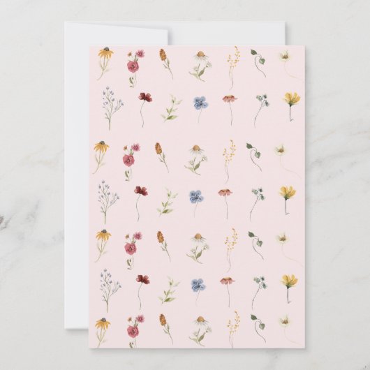 Wilde bloem Theme Girl 1st Birthday Uitnodiging (Achterkant)