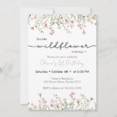 Wilde bloem Theme Girl 1st Birthday Uitnodiging (Voorkant)