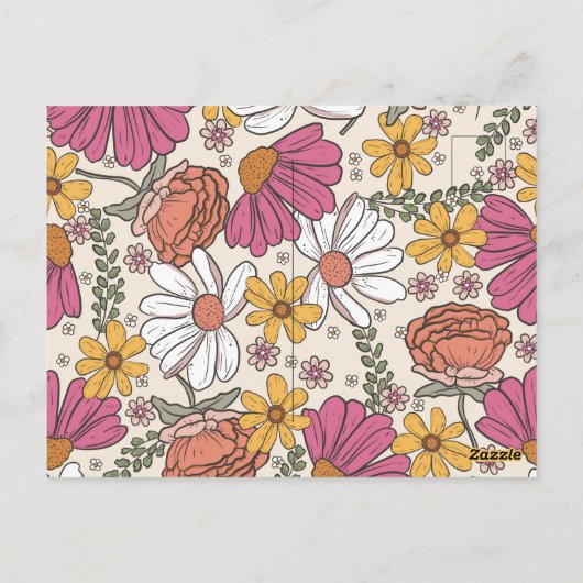 Wilde bloem Theme Girl Birthday Briefkaart (Achterkant)