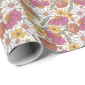 Wilde bloem Theme Girl Birthday Cadeaupapier (Rol Hoek)