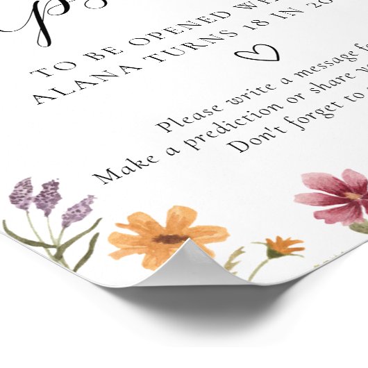 Wilde bloem Time Capsule Sign Poster (Hoek)