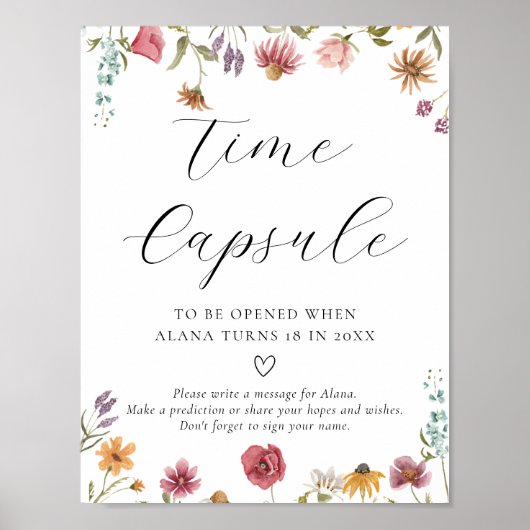 Wilde bloem Time Capsule Sign Poster (Voorkant)