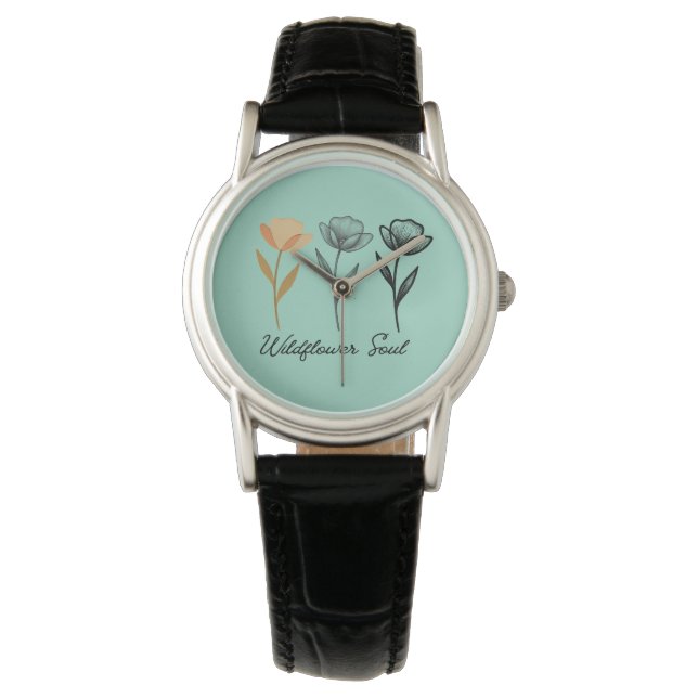 Wilde bloem trendy ontwerp horloge (Voorkant)
