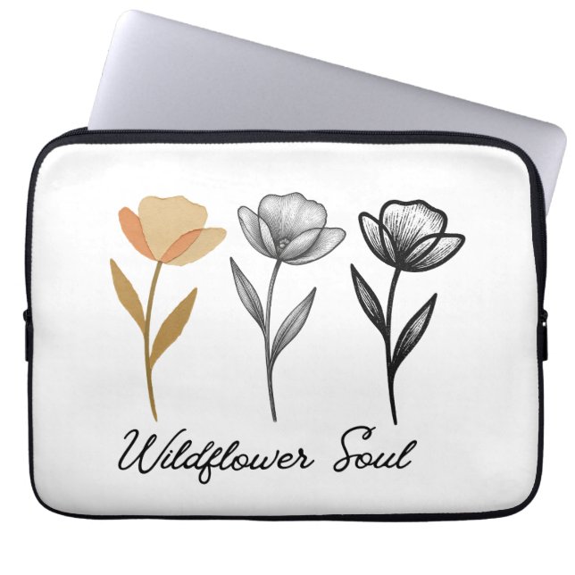 Wilde bloem trendy ontwerp laptop sleeve (Voorkant)
