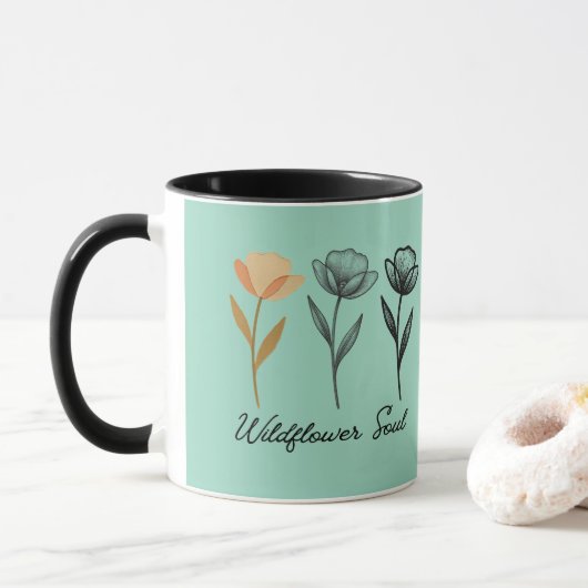 Wilde bloem trendy ontwerp mok (Met donut)
