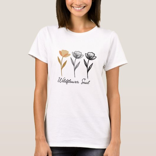 Wilde bloem trendy ontwerp t-shirt (Voorkant)