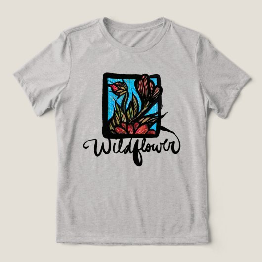 Wilde bloem Tri-Blend shirt (Design voorkant)