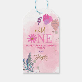 Wilde bloem tropisch blad baby meisje 1e verjaarda cadeaulabel