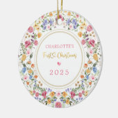 Wilde bloem Tuin Baby Eerste Eerste Kerstmis Keramisch Ornament (Links)