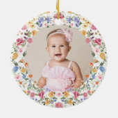 Wilde bloem Tuin Baby Eerste Eerste Kerstmis Keramisch Ornament (Achterkant)