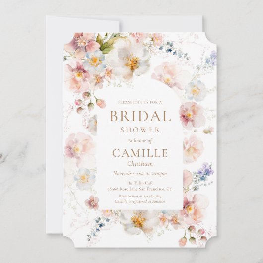 Wilde bloem Tuin Bridal Shower Kaart (Voorkant)