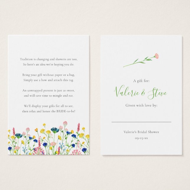 Wilde bloem Tuin Geen label met cadeaubon voor oms Visitekaartje (Voorkant /achterkant)