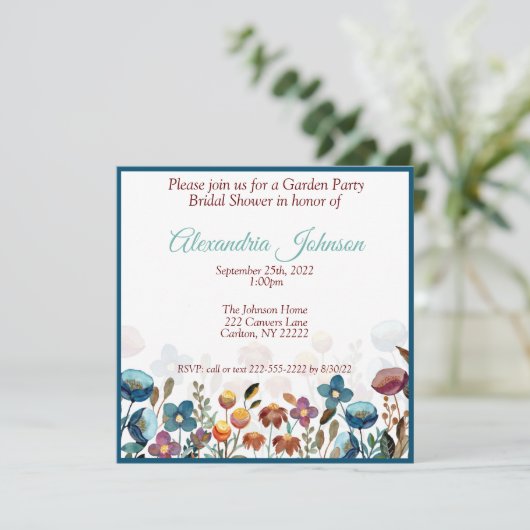 Wilde bloem Tuin Party Bridal Shower Kaart (Staand voorkant)