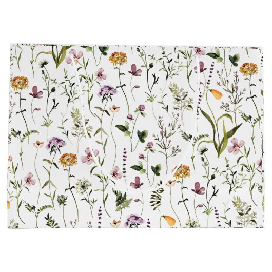 Wilde bloem Tuin Pattern Custom Gift Bag Groot Cadeauzakje (Achterkant)