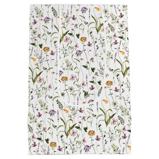 Wilde bloem Tuin Pattern Custom Gift Bag Medium Cadeauzakje (Achterkant)
