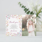 Wilde bloem Tuin Theme Girl waterverf verjaardag Bedankkaart (Staand voorkant)