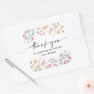 Wilde bloem Tuin Theme Girl waterverf verjaardag Vierkante Sticker