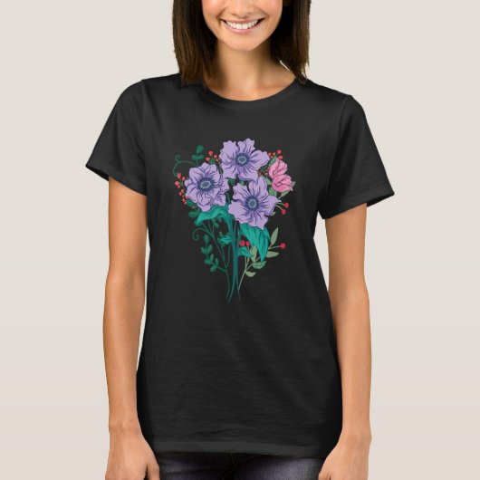 Wilde bloem Tuinbloem Blosbloesems Floral Botany B T-shirt (Voorkant)
