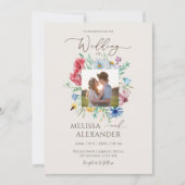 Wilde bloem tuinbloem met beige bruiloft kaart (Voorkant)