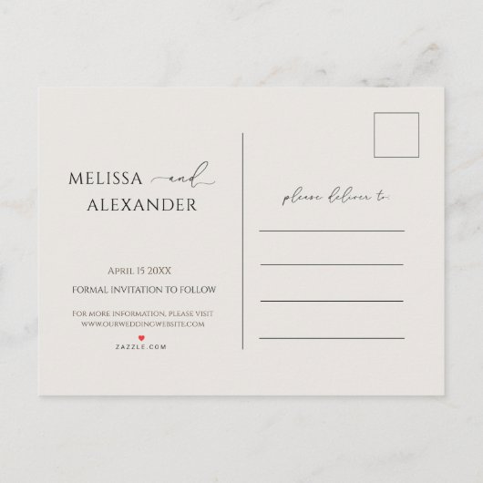 Wilde bloem Tuinhout Beige Save the Date Uitnodiging Briefkaart (Achterkant)