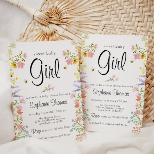 Wilde bloem Tuinpartij Baby shower Kaart