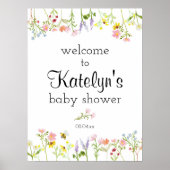 Wilde bloem Tuinpartij Baby shower Welkomstteken Poster (Voorkant)