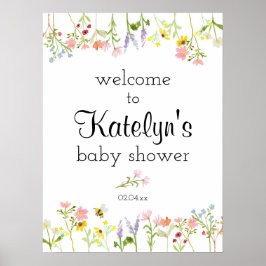 Wilde bloem Tuinpartij Baby shower Welkomstteken Poster