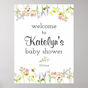 Wilde bloem Tuinpartij Baby shower Welkomstteken Poster