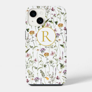 Wilde bloem Tuinpatroon Aangepast monogram iPhone 14 Hoesje