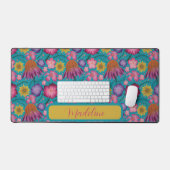 wilde bloem turquoise bloemmotief bureaumat (Keyboard & Muis)