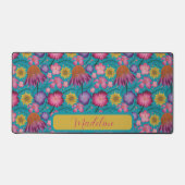  wilde bloem turquoise bloemmotief bureaumat (Voorkant)