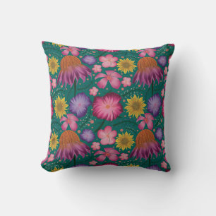 Wilde Bloem Turquoise Bloemmotief Kussen