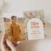 Wilde bloem Tweede verjaardag Fotouitnodiging Kaart