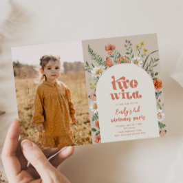 Wilde bloem Tweede verjaardag Fotouitnodiging Kaart