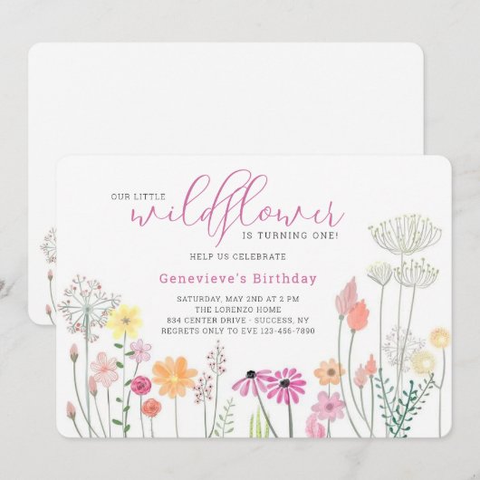 Wilde bloem - uitnodiging (Voorkant / Achterkant)