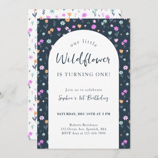 Wilde bloem - uitnodiging (Voorkant / Achterkant)