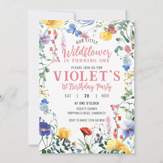 Wilde bloem - uitnodiging (Voorkant)