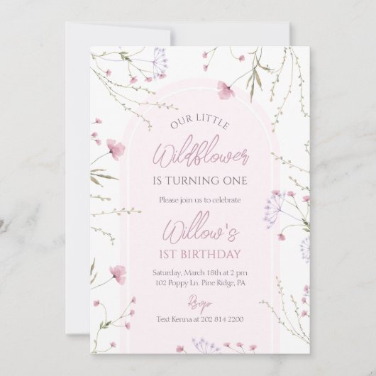 Wilde bloem - uitnodiging (Voorkant)