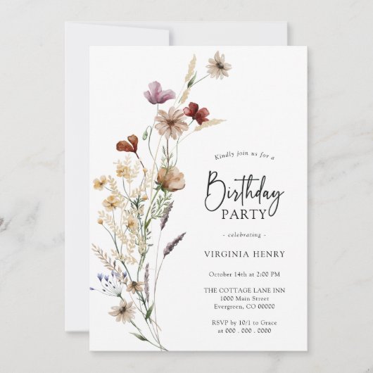 Wilde bloem - uitnodiging (Voorkant)