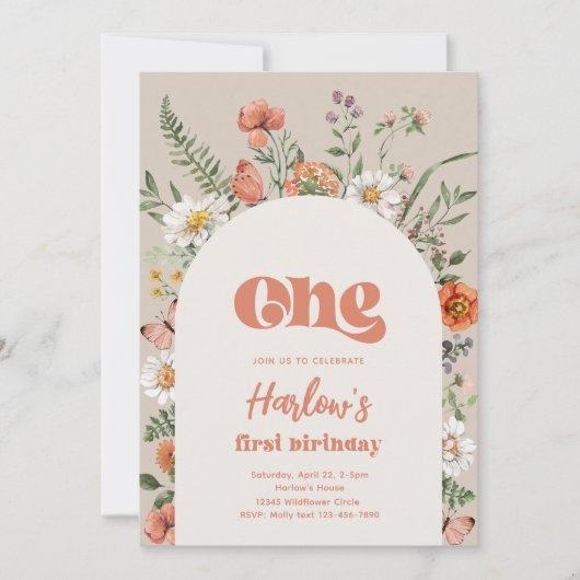 Wilde bloem - uitnodiging | Eerste wilde bloem (Voorkant)