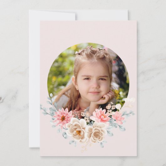 Wilde bloem - uitnodiging | Eerste wilde bloem (Achterkant)