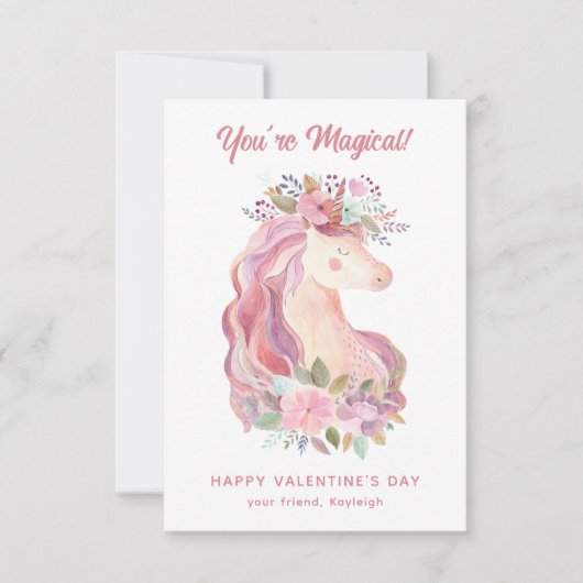  Wilde Bloem Unicorn Classroom Valentijn Notitiekaartje (Voorkant)