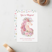  Wilde Bloem Unicorn Classroom Valentijn Notitiekaartje (Voorkant / Achterkant in situ)