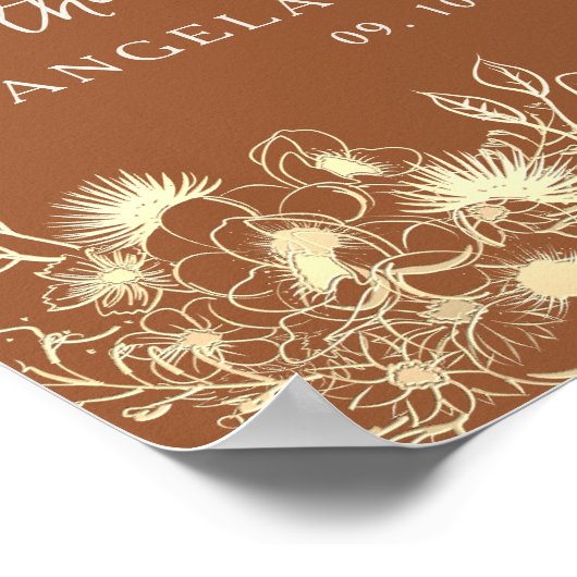 Wilde bloem Verbrand Oranje bruiloft Welkome Poste Poster (Hoek)