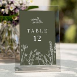 Wilde bloem Verbrandend Oranje bruiloft Tafelnumme Kaart