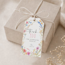 Wilde bloem verjaardag cadeaukaartjes favor tag