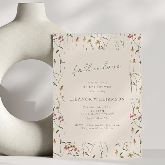 Wilde Bloem Verliefd Bruidsfeest Boho Bloemstuk Kaart