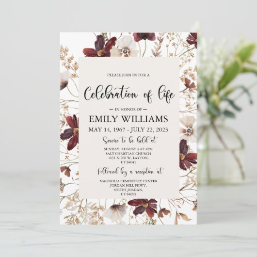 Wilde bloem Viering van het leven Kaart (Staand voorkant)