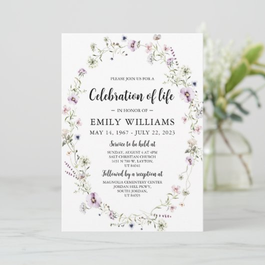 Wilde bloem Viering van het leven Kaart (Staand voorkant)