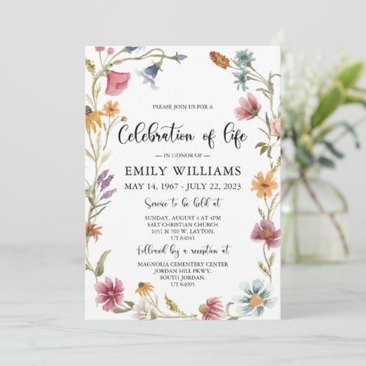 Wilde bloem Viering van het leven Kaart (Staand voorkant)